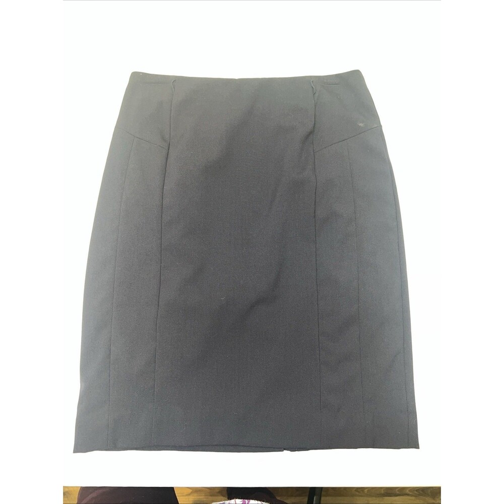 H&M Pencil Skirt Womens 8 Navy Blue Polyester Lining Classic Formal Overlap Wrap